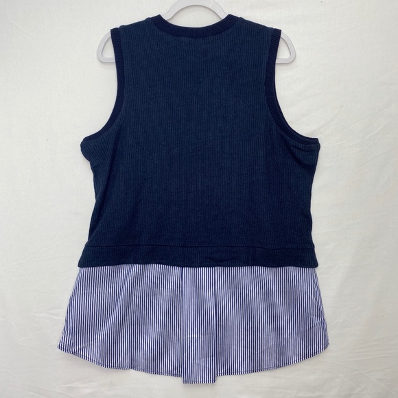 Ribbed Knit Tank with Shirttail Hem Navy Blue 1X - Picture 5 of 7